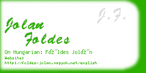 jolan foldes business card